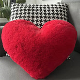 Red plush heart shape pillow for Valentine’s Day decor, perfect as a heart pillow gift